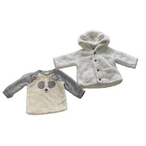 Lot of 2 Baby Boys 0-3M Carters Hoodie Bear Hears Sweater, Absorba Fleece Sweate